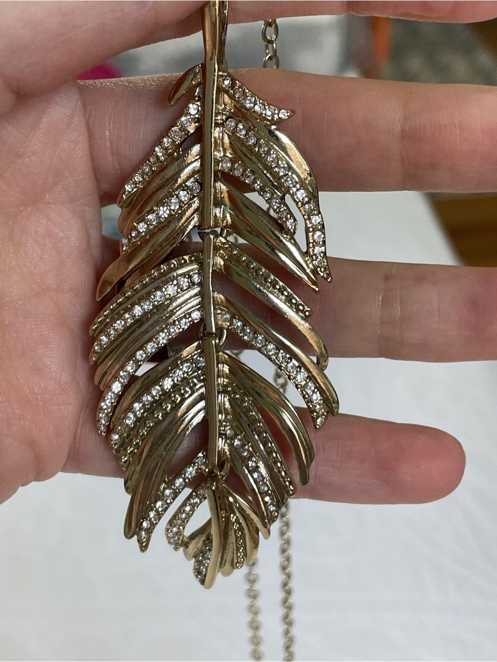 The Limited Gold-Tone Feather Drop Necklace